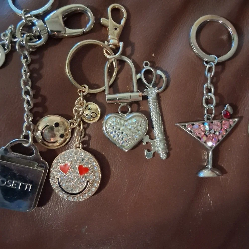 Vintage Y2K Bag Charm Lot Keychain Hang Tag Fob Bling Glitz 8+ Pieces